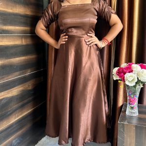 Ruched Sleeve Satin Dress - Image 3