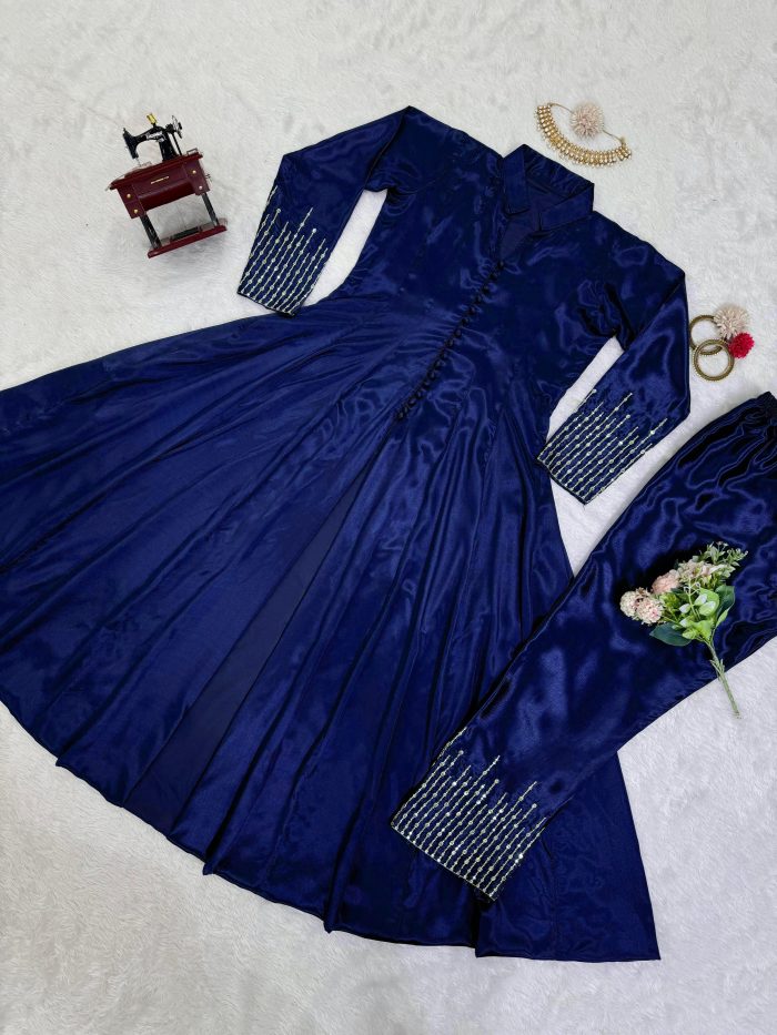 Front Slit Anarkali Pant Set - Image 8