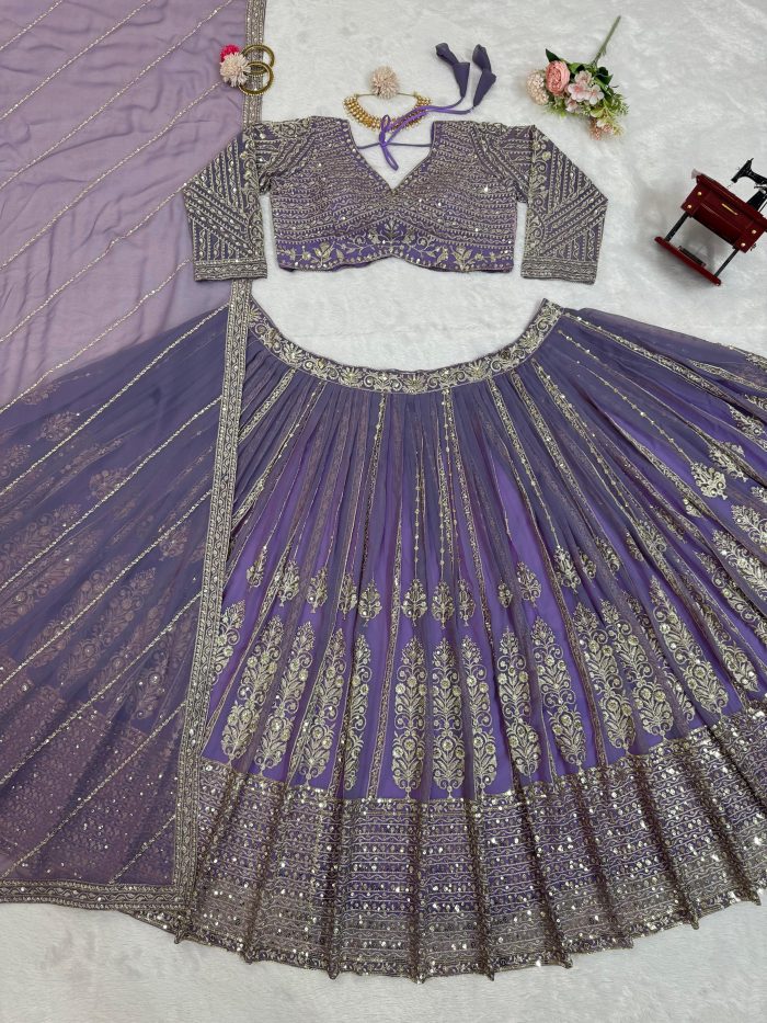 Sequins Embroidered Bridal Lehenga Set - Image 7