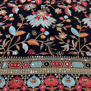 Multi Embroidered Sharara Set in Black - Image 11