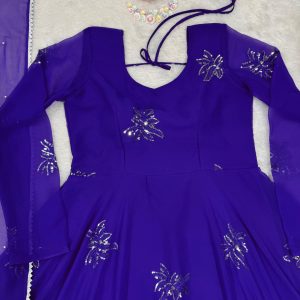 Anarkali Set in Blue - Image 6