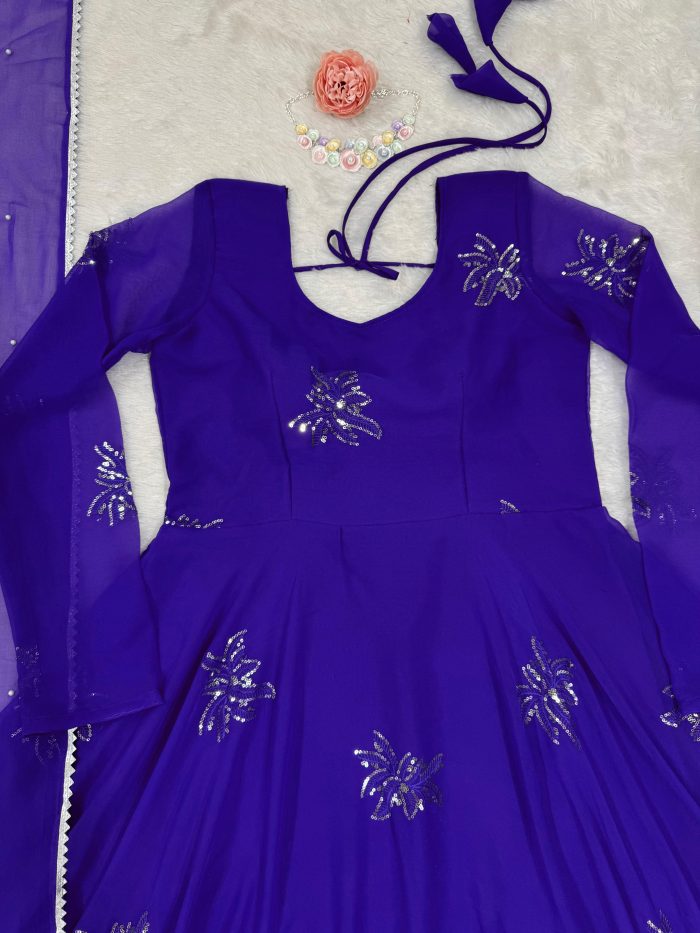 Anarkali Set in Blue - Image 6