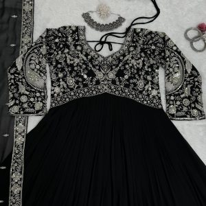 Designer Anarkali Gown in Black - Image 4