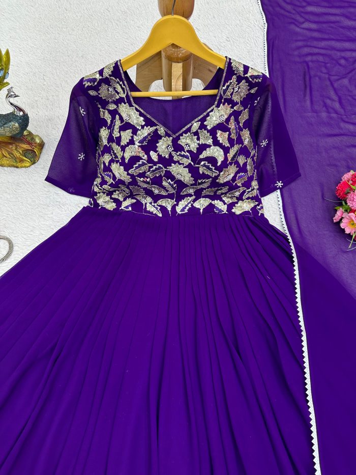 Thread Work Anarkali with Dupatta - Image 14