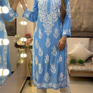 Chainstitch Work Rayon Kurta Set