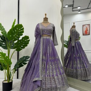 Sequins Embroidered Bridal Lehenga Set - Image 2
