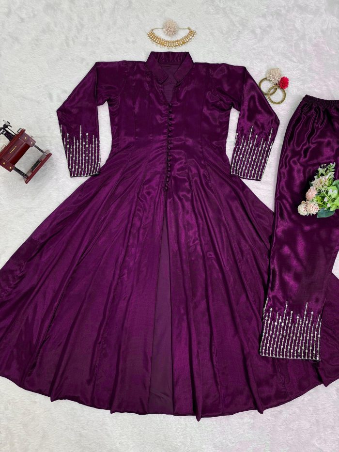 Front Slit Anarkali Pant Set - Image 18