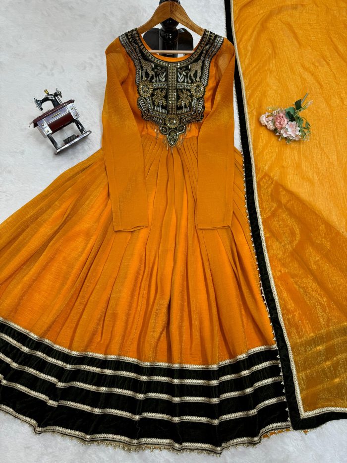 Gold Crush with Velvet Anarkali - Image 11