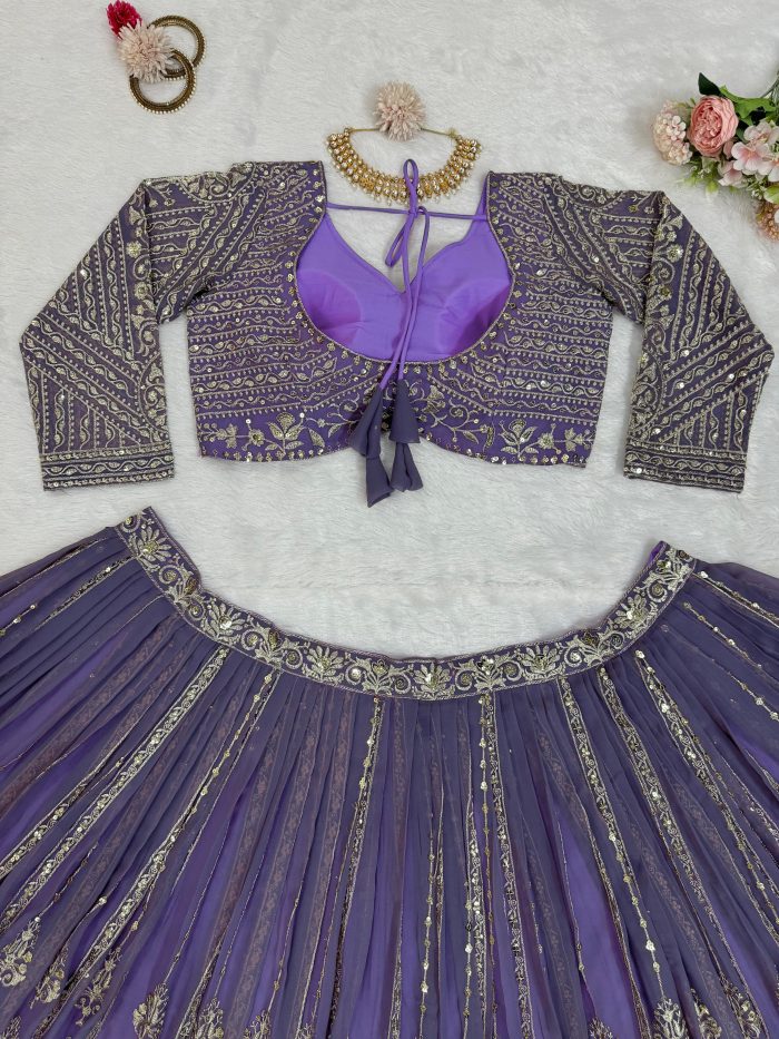 Sequins Embroidered Bridal Lehenga Set - Image 6