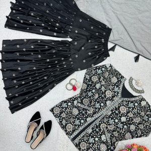 Designer Sharara Set in Black - Image 4