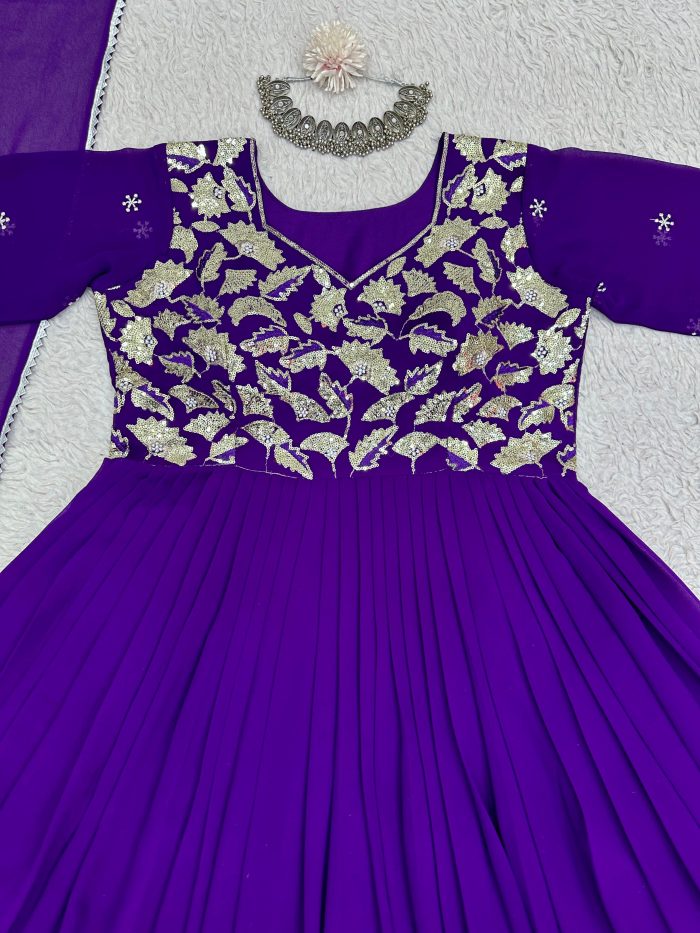 Thread Work Anarkali with Dupatta - Image 15