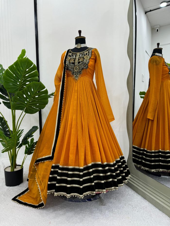 Gold Crush with Velvet Anarkali