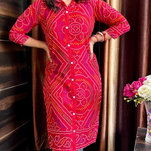 Basic Bandhej Kurta - Image 3