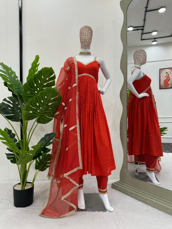 Chikan Work Anarkali Set (Karwachauth Special) - Image 2