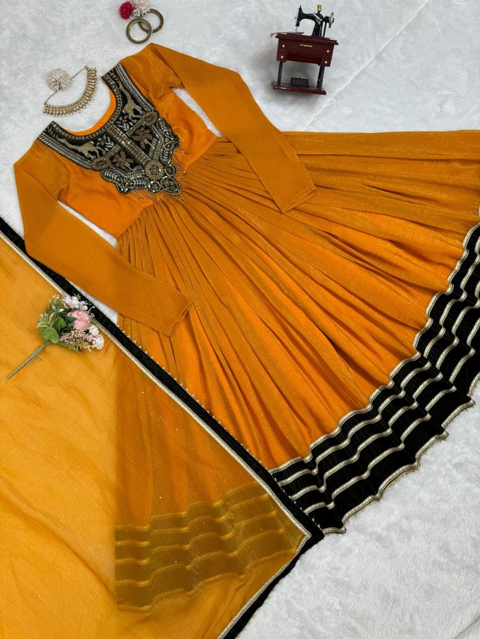 Gold Crush with Velvet Anarkali - Image 8