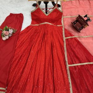 Chikan Work Anarkali Set (Karwachauth Special) - Image 9