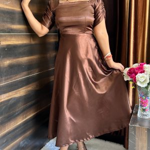 Ruched Sleeve Satin Dress - Image 2