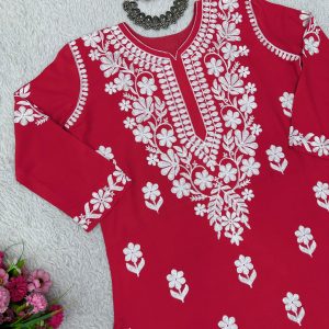 Chain stitch work Rayon Kurta Set - Image 2