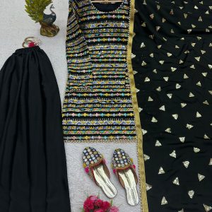 Embroidered Kurta Sharara Set - Image 3