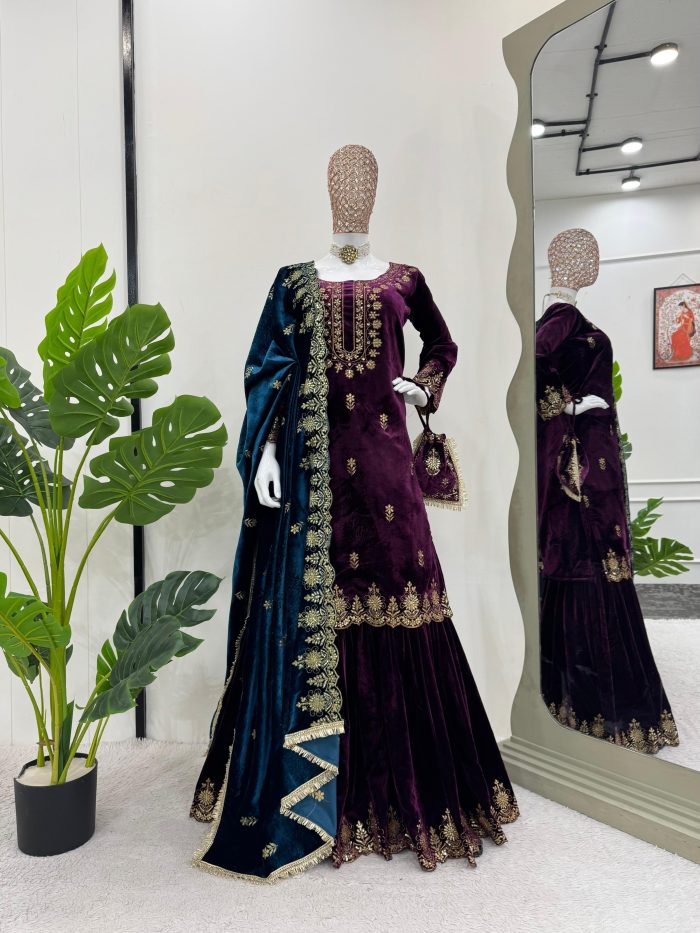 Velvet Sharara Set - Image 2