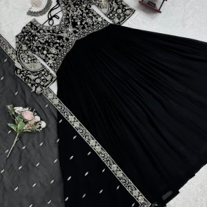 Designer Anarkali Gown in Black - Image 7
