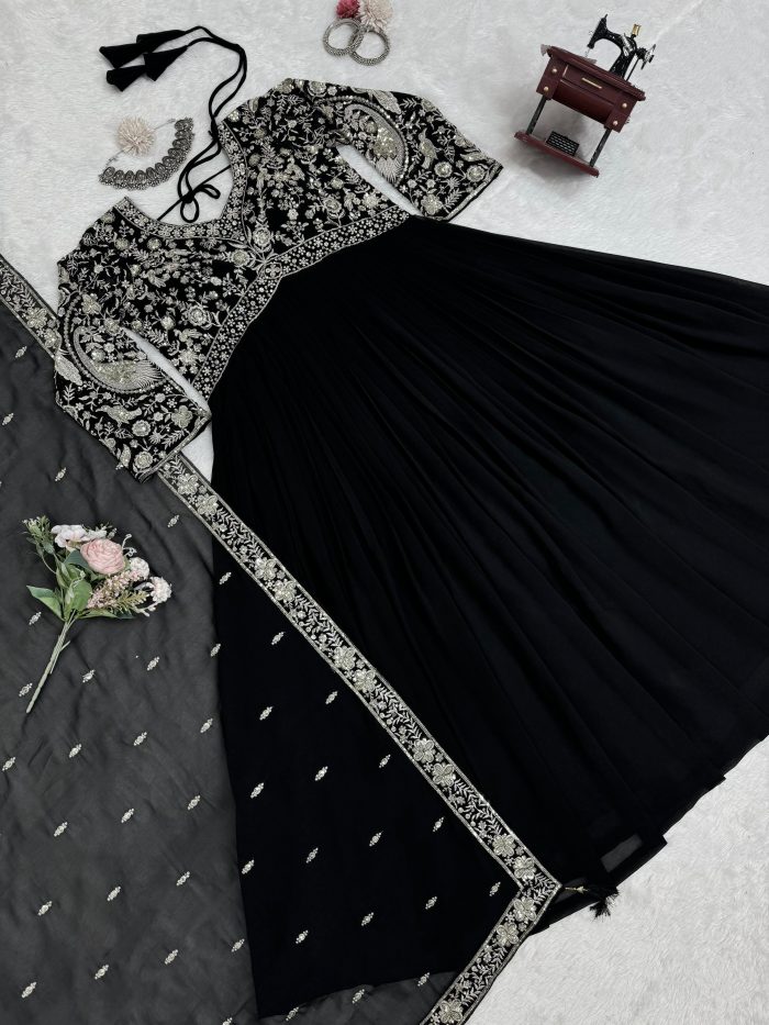 Designer Anarkali Gown in Black - Image 7