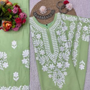 Chain stitch work Rayon Kurta Set - Image 14
