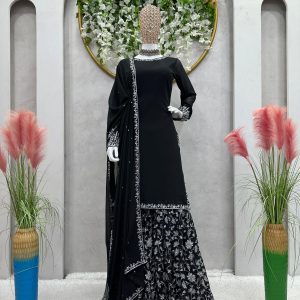 Designer Sharara Set in Black - Image 8