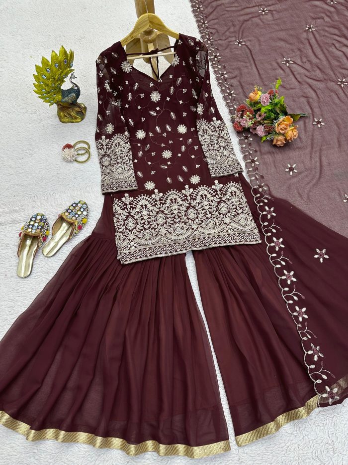 Sequins Work Sharara Set - Image 3