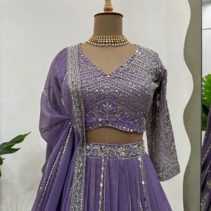 Sequins Embroidered Bridal Lehenga Set - Image 3