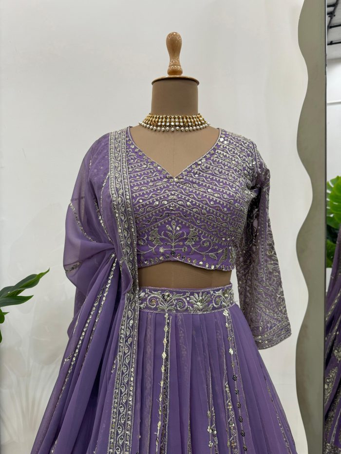 Sequins Embroidered Bridal Lehenga Set - Image 3