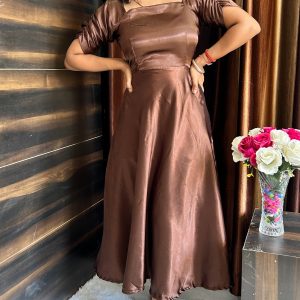 Ruched Sleeve Satin Dress