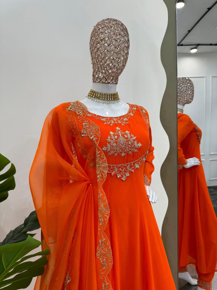 Orange Anarkali Set - Image 6