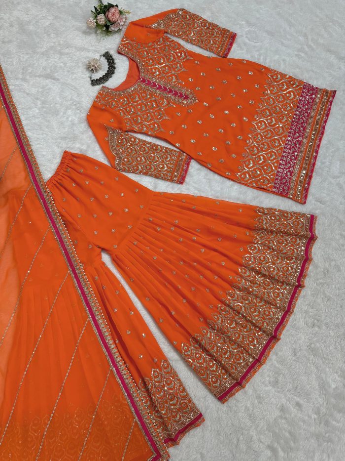 Orange Sharara Set - Image 5