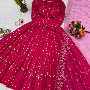 Lucknowi Anarkali with Dupatta - Image 4