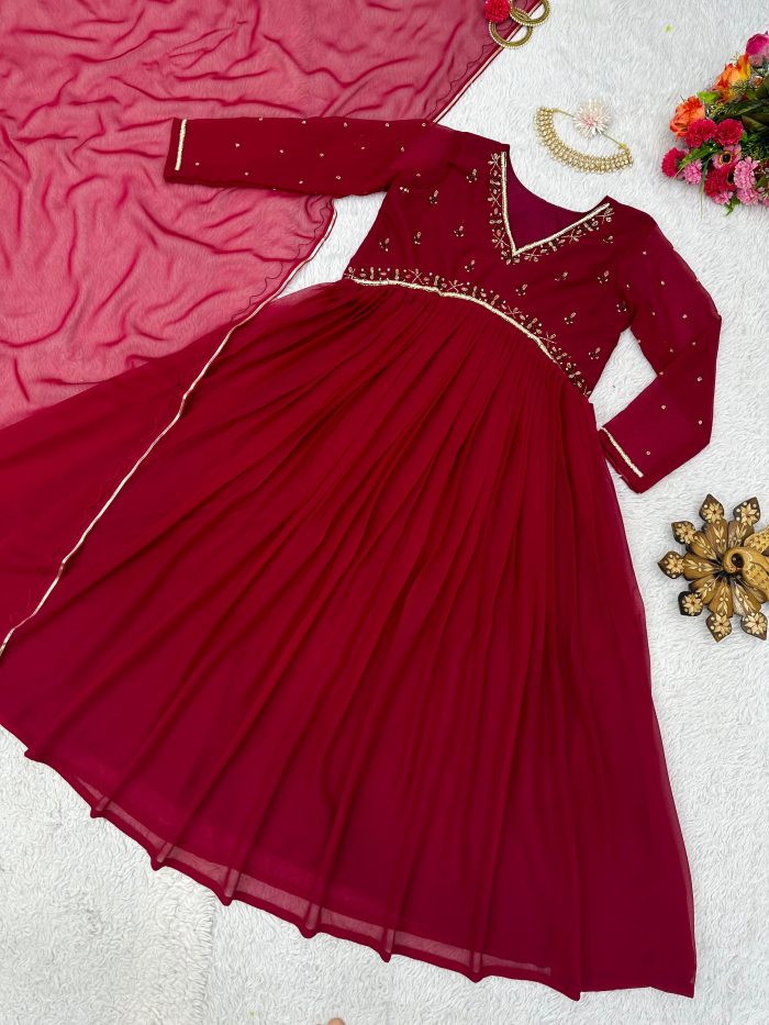 Hand Work Anarkali with Dupatta - Image 5