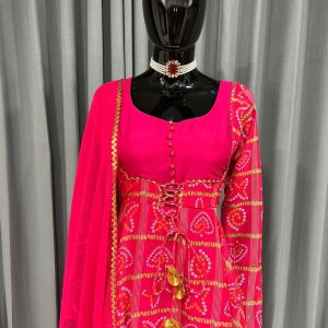 Bandhej Print Anarkali Set - Image 4