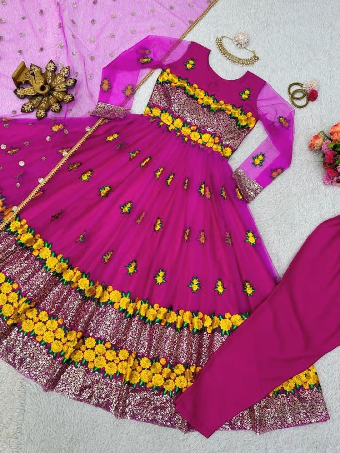 Vibrant Anarkali Set with Dupatta - Image 5