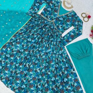 Alia Cut Anarkali in Blue - Image 5