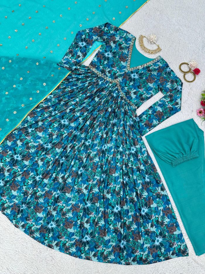Alia Cut Anarkali in Blue - Image 5