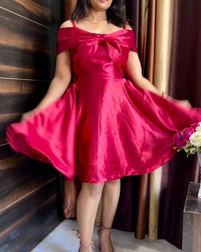 Satin Double Bow Dress - Image 13