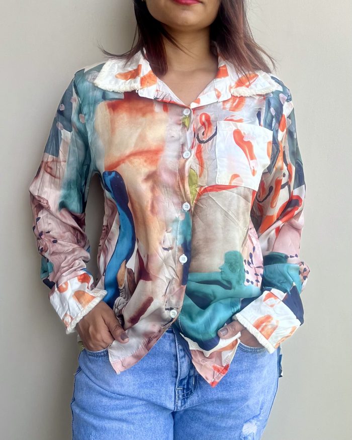 Quirky Print Satin Shirt