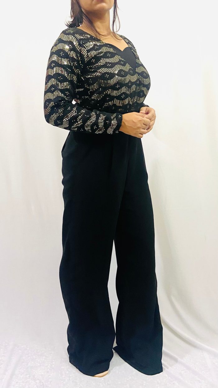 Designer Sequins Jumpsuit with Pockets - Image 4
