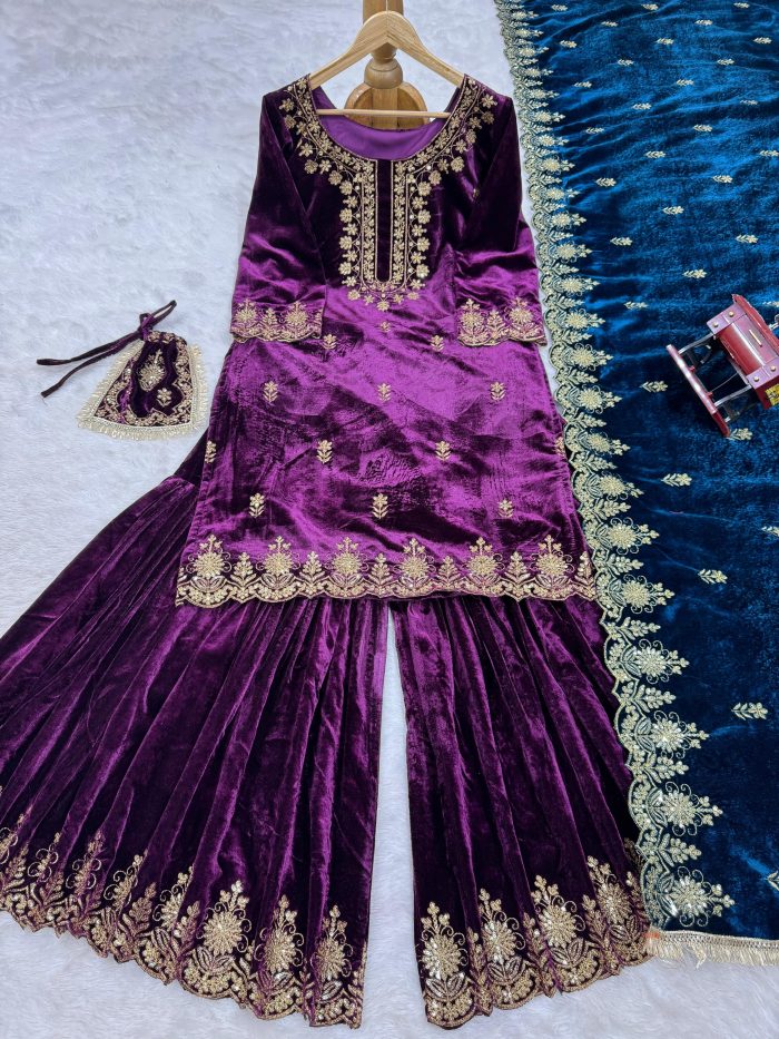 Velvet Sharara Set - Image 9