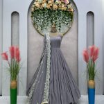 Ruffle Elegance: Faux Georgette Ensemble with Sequin Embroidery