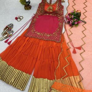 Thread and Sequins Work Sharara Set - Image 5