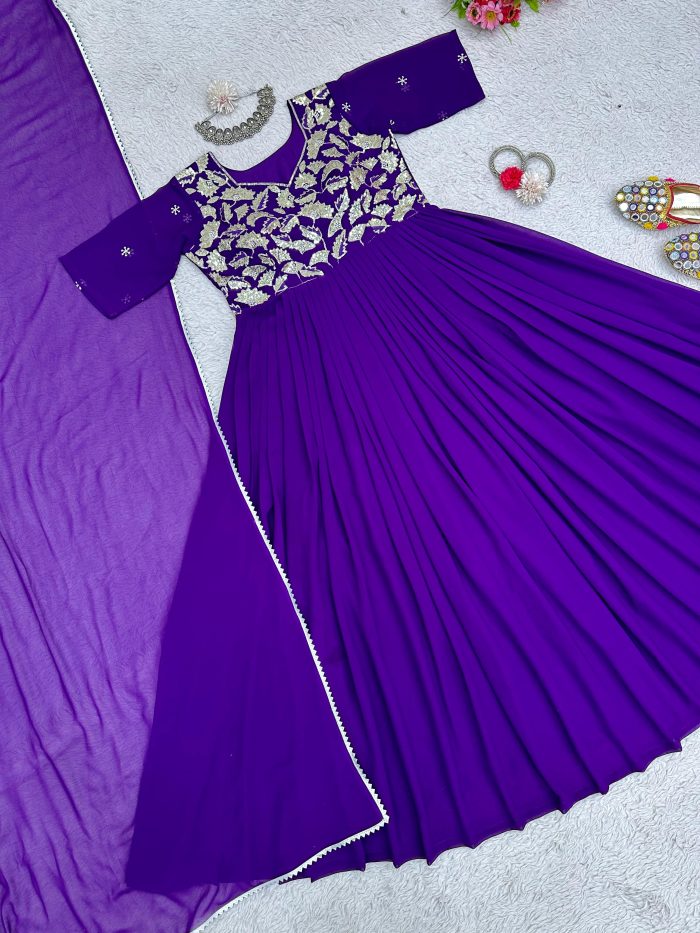 Thread Work Anarkali with Dupatta - Image 13