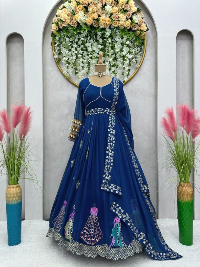 Thread Work Anarkali with Dupatta