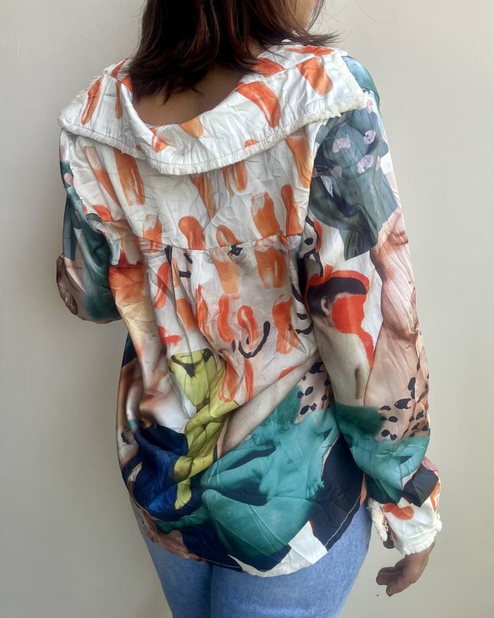 Quirky Print Satin Shirt - Image 4