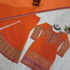 Orange Sharara Set - Image 4